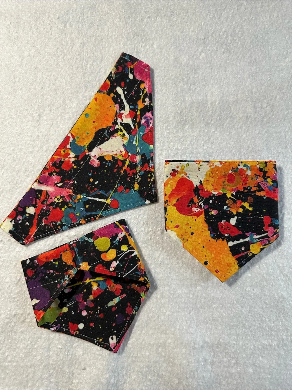 Handmade Critter Cape Bandana Paint Splash - Black Multi